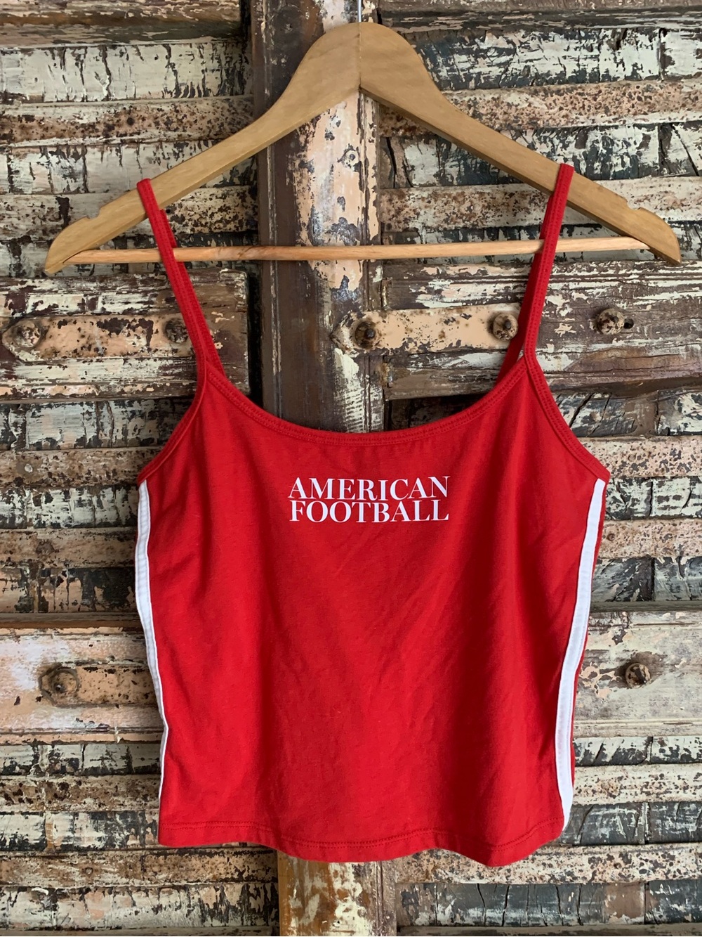 Wild Fable Red American Football Cropped Tank Top Stripes Y2K Sporty Game Day S